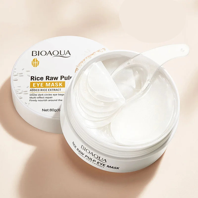 60pcs BIOAQUA White Rice Collagen Eye Mask Anti Dark Circles Eyes Bags Remover Firming Moisturizing Eye Patches Skin Care