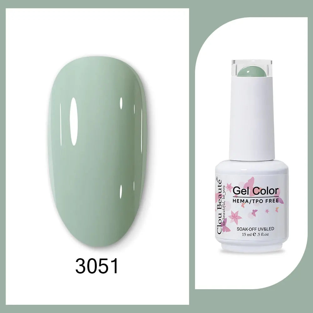 Clou Beaute 15ml HEMA TPO FREE Gel Nail Polish Bright Dark Army Green Gel Lacquer Semi Permanent Art Organic  Nail Gel Varnish
