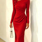 Banquet Dress for Women Elegant Sweet 3D Flower Ruched Bodycon Midi Robe Female Party Prom Vestidos Evening Gown Lady
